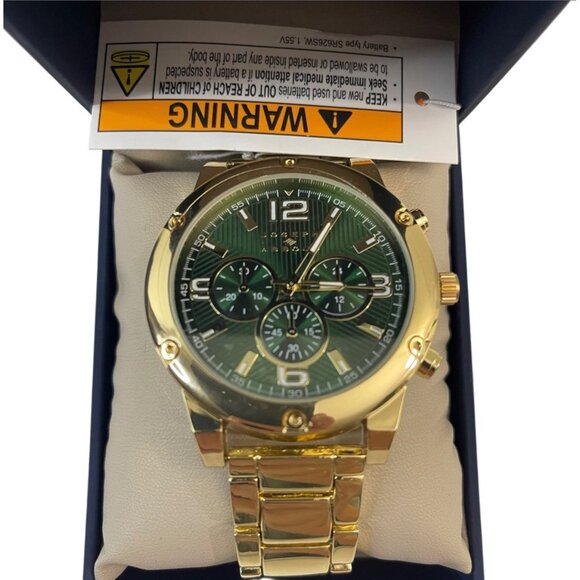 Joseph Abboud Gold-Tone Green Dial Mens Watch In Original Box, New - Picture 2 of 11